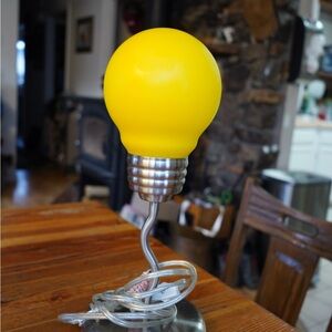 Vintage Postmodern Light Bulb Squiggle Table Lamp Pop Art Y2K Design Glass Shade